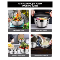 Набор металлических мисок с крышками и терками (6 шт)